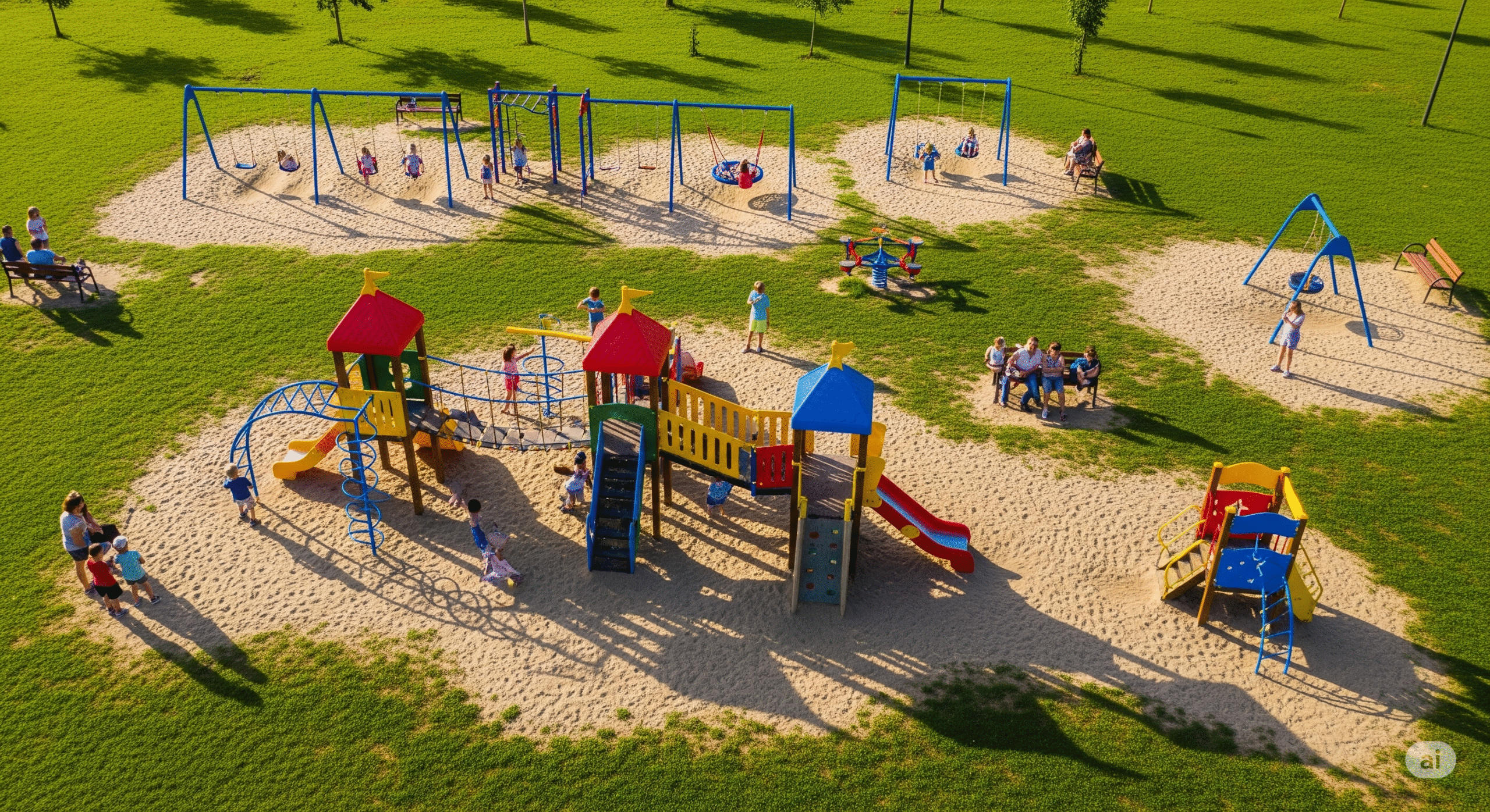 Parques infantiles, madera plástica